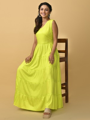 Anmi Women Fit and Flare Light Green Dress