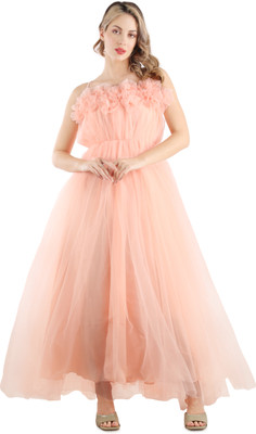 KIYOO Women Gown Pink Maxi/Full Length Dress