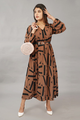 Deshi Girl Women A-line Multicolor Midi/Calf Length Dress