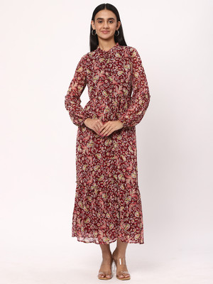 R&B Women A-line Purple Midi/Calf Length Dress