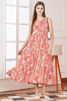 kASHVIcLOTH Women Maxi Red Full Length Dress