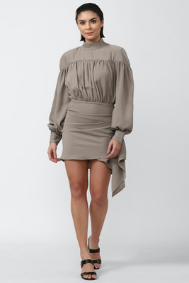 FOREVER 21 Women A-line Grey Mini/Short Dress
