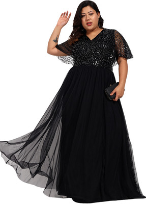 wild U Women Gown Black Maxi/Full Length Dress