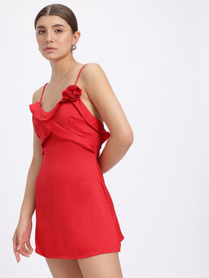 Glitchez Women A-line Red Mini/Short Dress