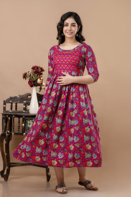 Pakija gold print Women Printed Anarkali Kurta(Multicolor)