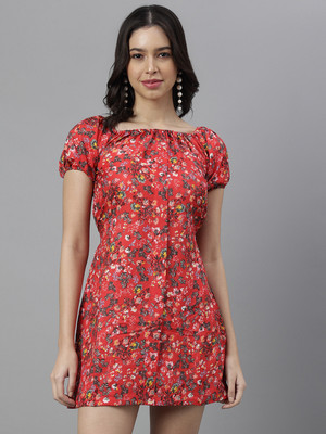Trymisfit Women A-line Red Above Knee/Mid Thigh Length Dress
