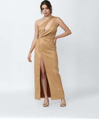 FOREVER 21 Women A-line Brown Maxi/Full Length Dress