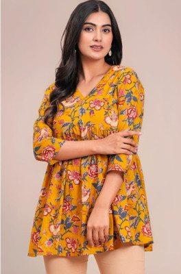 Fasvastraa Women A-line Yellow Above Knee/Mid Thigh Length Dress