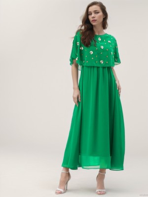 GlowRist Women Maxi Green Dress