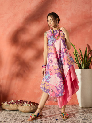 InWeave Women A-line Multicolor Midi/Calf Length Dress