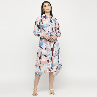 KILLER Women Asymmetric White Maxi/Full Length Dress