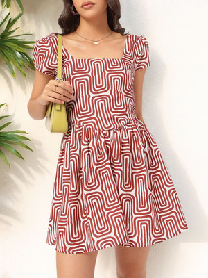 Dressberry Women A-line Brown Mini/Short Dress