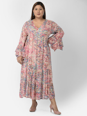 Veldress Women Fit and Flare Multicolor Midi/Calf Length Dress