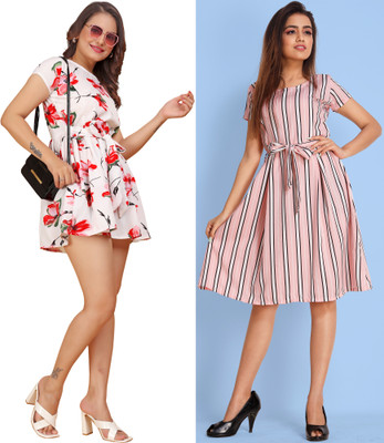 WOLISQ Women A-line Multicolor Mini/Short Dress