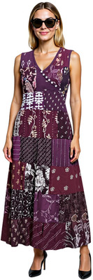 manu fashions Women A-line Purple Midi/Calf Length Dress