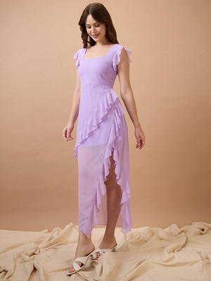 Globus Women A-line Purple Maxi/Full Length Dress