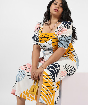 Instafab Plus Women A-line Multicolor Above Knee/Mid Thigh Length Dress
