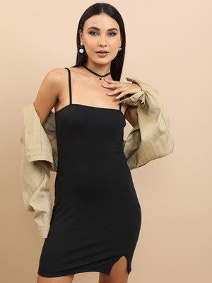 Tokyo Talkies Women Bodycon Black Above Knee/Mid Thigh Length Dress