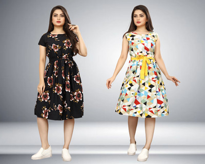 FashhionWorld Women A-line Multicolor Knee Length Dress