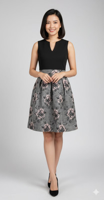 Siyas Women Fit and Flare Multicolor Above Knee/Mid Thigh Length Dress