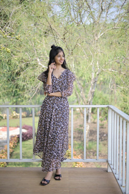 Fashion2wear Women Maxi Multicolor Midi/Calf Length Dress