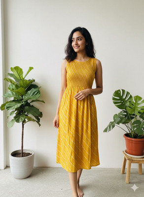 SMS Brothers Women Ethnic Dress Red Knee Length Dress