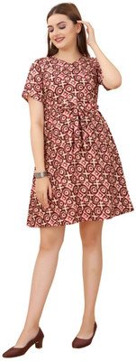 FREEDOMFASHION Women A-line Red Above Knee/Mid Thigh Length Dress