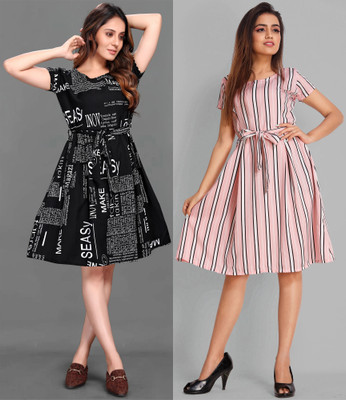 Rinra Women A-line Multicolor Knee Length Dress