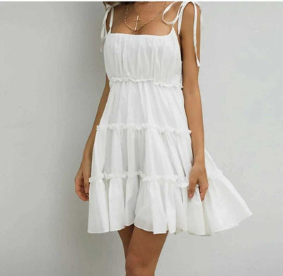 Sifan textile Women Fit and Flare White Above Knee/Mid Thigh Length Dress