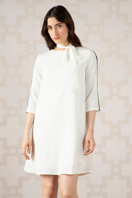 VAN HEUSEN Women Fit and Flare White Above Knee/Mid Thigh Length Dress