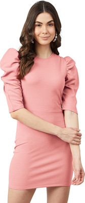 Fedilla Women Bodycon Pink Mini/Short Dress