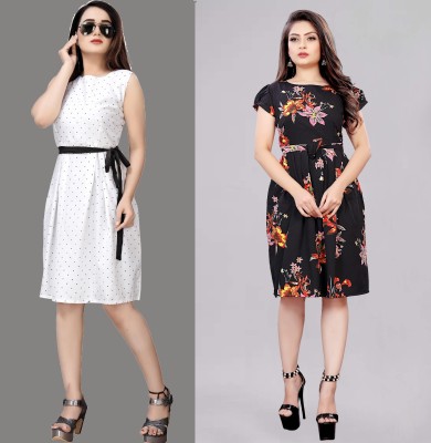 Modli 20 Fashion Women Fit and Flare White Dress