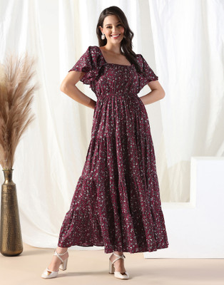 Selvia Women Fit and Flare Black Midi/Calf Length Dress