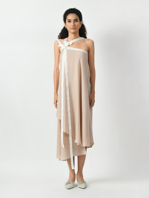 Office & you Women A-line White Below Knee Dress