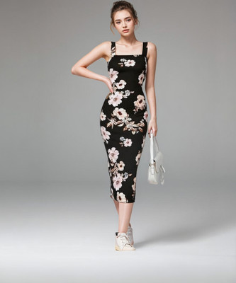 Attire Empire Women Bodycon Multicolor Midi/Calf Length Dress