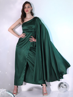 Tokyo Talkies Women Gown Green Maxi/Full Length Dress