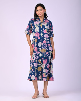 MISHIKA ENTERPRISES Women A-line Multicolor Midi/Calf Length Dress
