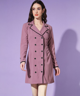 WoowZerZ Women A-line Purple Above Knee/Mid Thigh Length Dress