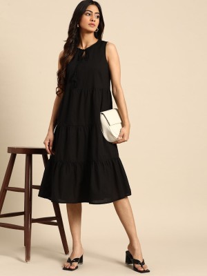 all about you Women A-line Black Dress