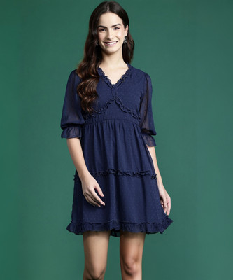 Dressberry Women A-line Blue Mini/Short Dress