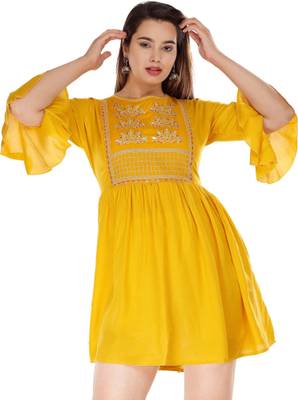 MARISY Women A-line Yellow Dress