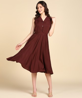 Rudraaksha Women A-line Maroon Dress