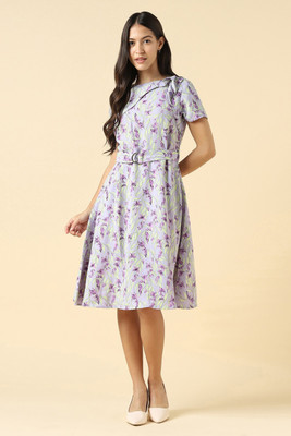 Allen Solly Women Fit and Flare Purple Below Knee Dress