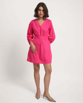 RAREISM Women A-line Pink Mini/Short Dress