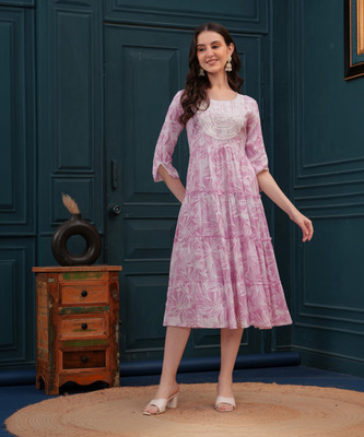 Jyoti Women Fit and Flare Black Knee Length Dress