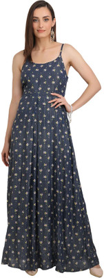 MOMIANDME Women Maxi Green Full Length Dress