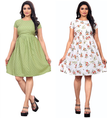 SARVOPAREE CREATION Women A-line Multicolor Knee Length Dress