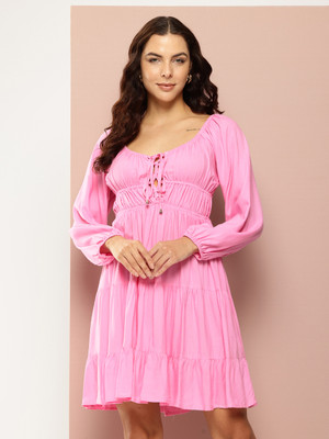 Dream Star Women Wrap Pink Above Knee/Mid Thigh Length Dress