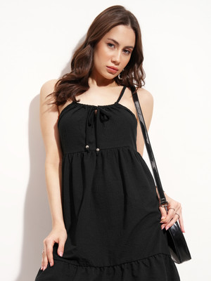 Tokyo Talkies Women Fit and Flare Black Mini/Short Dress