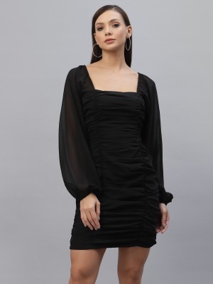 AAYU Women Bodycon Black Dress
